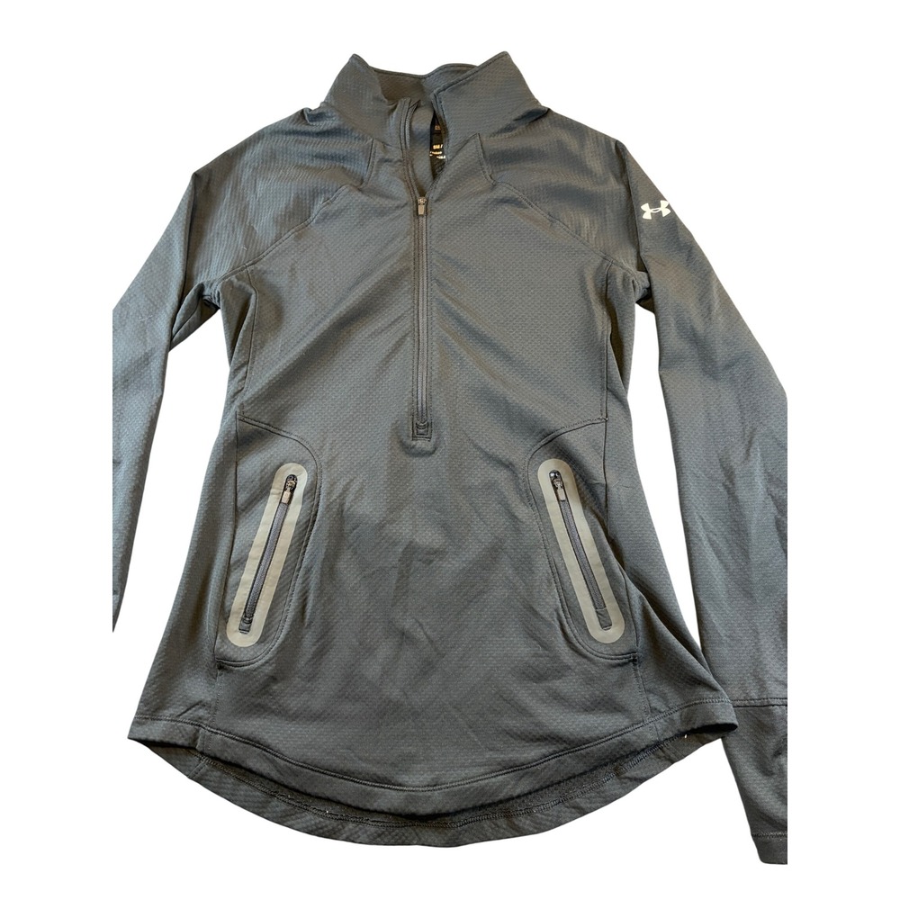 Under Armour ColdGear Reactor Womens Small Gray Quarter Zip Pullover Jacket 1480